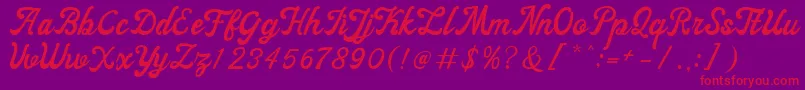 ayangduit-Schriftart – Rote Schriften auf violettem Hintergrund