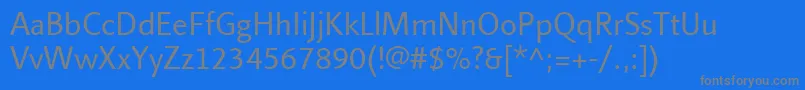 LinotypefinneganRegular-Schriftart – Graue Schriften auf blauem Hintergrund