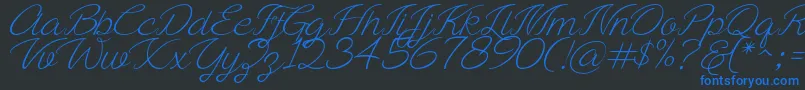 Ayla script Free Demo Font – Blue Fonts on Black Background