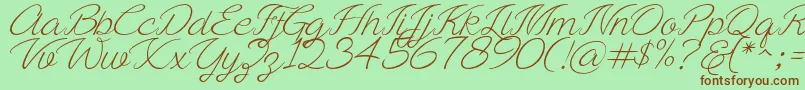 フォントAyla script Free Demo – 緑の背景に茶色のフォント