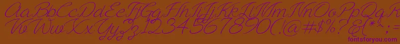 Ayla script Free Demo-Schriftart – Violette Schriften auf braunem Hintergrund