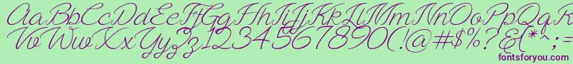 Ayla script Free Demo Font – Purple Fonts on Green Background