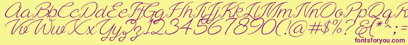 Ayla script Free Demo-Schriftart – Violette Schriften auf gelbem Hintergrund