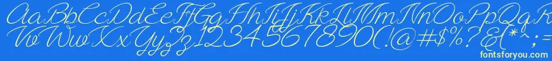 More about Ayla script Free Demo Font Ayla script Free Demo Font – Yellow Fonts on Blue Background