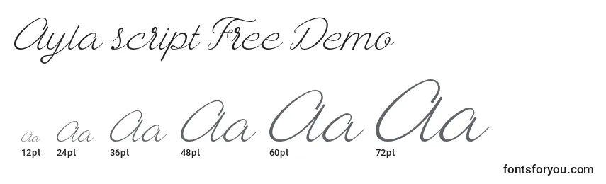 Ayla script Free Demo Font Sizes