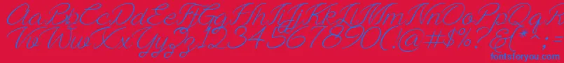Ayla script Free Demo-Schriftart – Blaue Schriften auf rotem Hintergrund