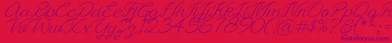 Czcionka Ayla script Free Demo – fioletowe czcionki na czerwonym tle