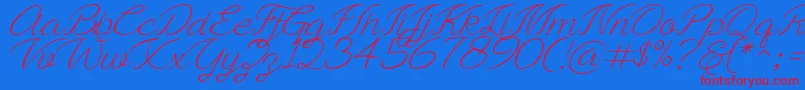 Шрифт Ayla script Free Demo – красные шрифты на синем фоне