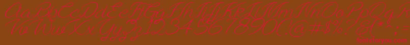 Ayla script Free Demo Font – Red Fonts on Brown Background