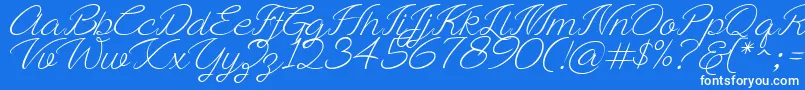 Ayla script Free Demo Font – White Fonts on Blue Background