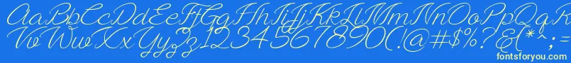 Ayla script Free Demo-Schriftart – Gelbe Schriften auf blauem Hintergrund