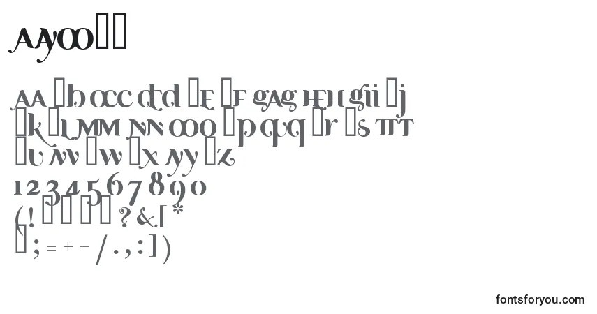 A fonte AYOSB    (120374) – alfabeto, números, caracteres especiais