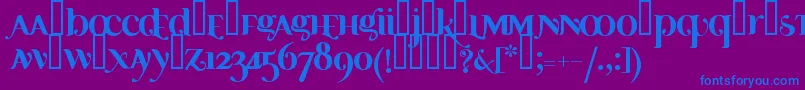 フォントAYOSB    – 紫色の背景に青い文字
