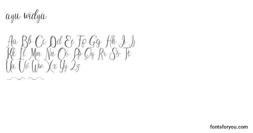 A fonte Ayu widya – alfabeto, números, caracteres especiais