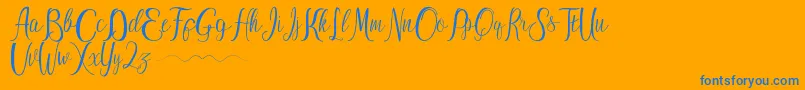 ayu widya-Schriftart – Blaue Schriften auf orangefarbenem Hintergrund