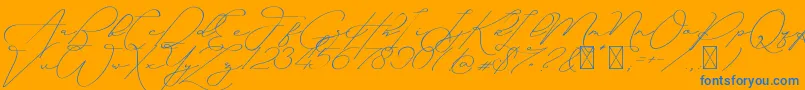 Ayudisha Free Version-Schriftart – Blaue Schriften auf orangefarbenem Hintergrund