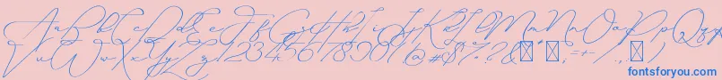 Ayudisha Free Version-Schriftart – Blaue Schriften auf rosa Hintergrund