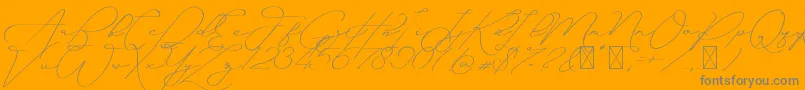 Ayudisha Free Version-Schriftart – Graue Schriften auf orangefarbenem Hintergrund