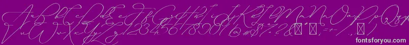 Ayudisha Free Version-Schriftart – Grüne Schriften auf violettem Hintergrund