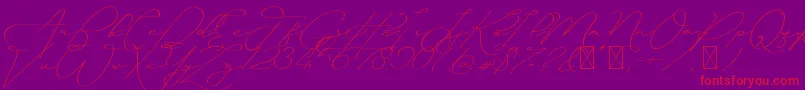 Ayudisha Free Version-Schriftart – Rote Schriften auf violettem Hintergrund