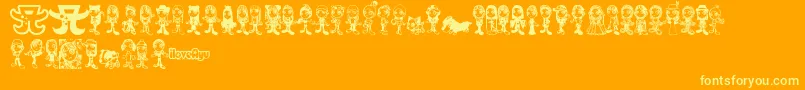 ayupan-Schriftart – Gelbe Schriften auf orangefarbenem Hintergrund