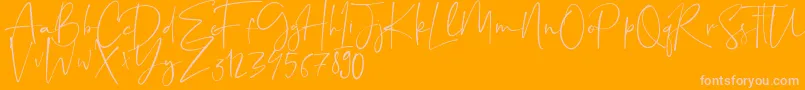 Ayustina-Schriftart – Rosa Schriften auf orangefarbenem Hintergrund