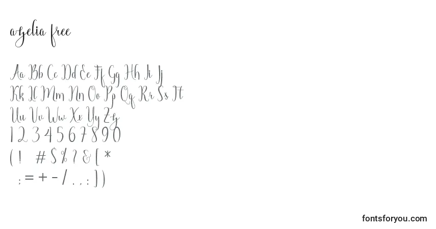 Schriftart Azelia free – Alphabet, Zahlen, spezielle Symbole