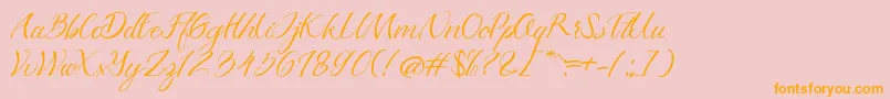 Azkadina Dafont-Schriftart – Orangefarbene Schriften auf rosa Hintergrund