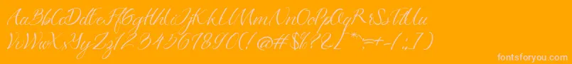 Azkadina Dafont-Schriftart – Rosa Schriften auf orangefarbenem Hintergrund