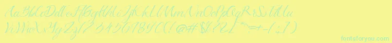 Azkadina Dafont Font – Green Fonts on Yellow Background