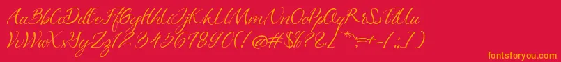 Azkadina Dafont Font – Orange Fonts on Red Background