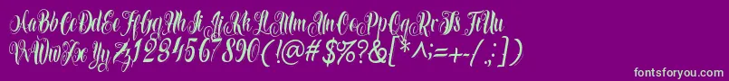 Azkanio Script Font – Green Fonts on Purple Background