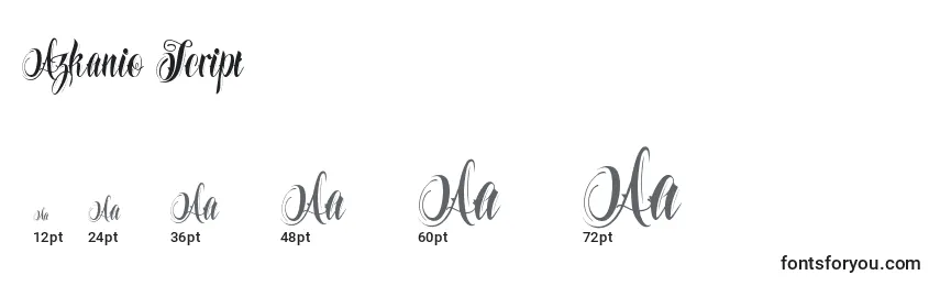 Размеры шрифта Azkanio Script