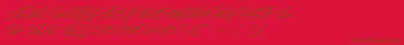 Azkia demo-Schriftart – Braune Schriften auf rotem Hintergrund