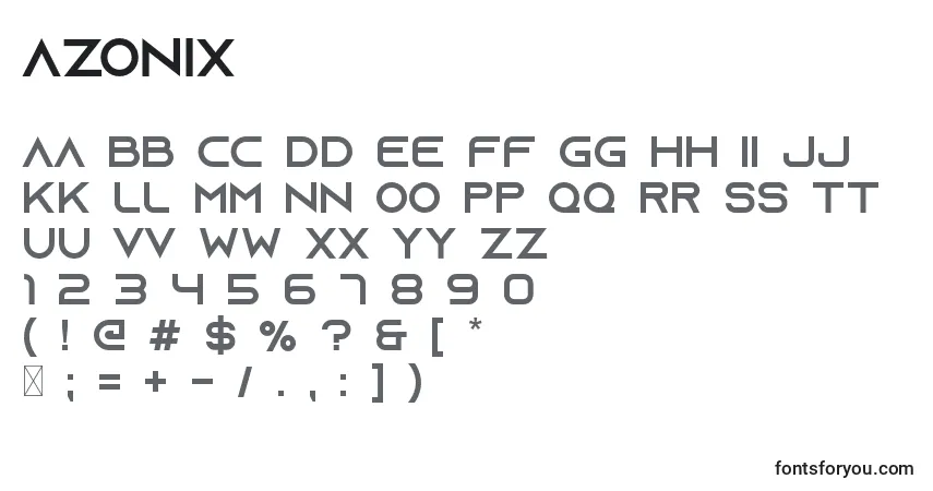 Schriftart Azonix – Alphabet, Zahlen, spezielle Symbole