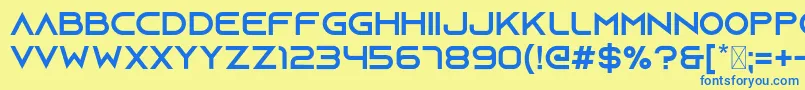 フォントAzonix – 青い文字が黄色の背景にあります。