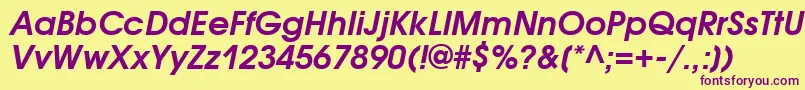 AvantgardegothicettBolditalic Font – Purple Fonts on Yellow Background