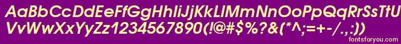 AvantgardegothicettBolditalic Font – Yellow Fonts on Purple Background