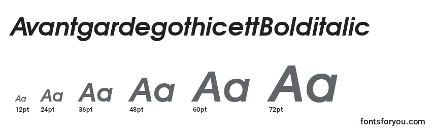 Размеры шрифта AvantgardegothicettBolditalic