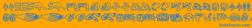 fuente AZTEC    – Fuentes Azules Sobre Fondo Naranja