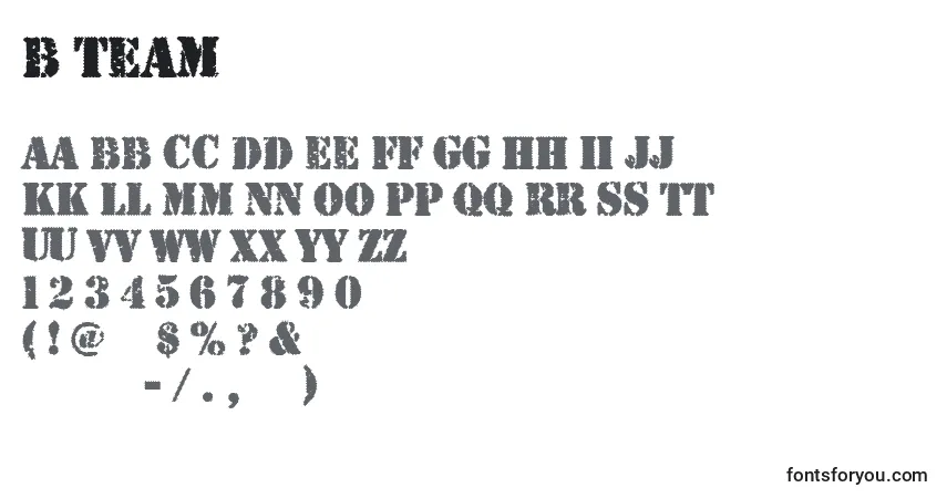 Czcionka B TEAM – alfabet, cyfry, specjalne znaki