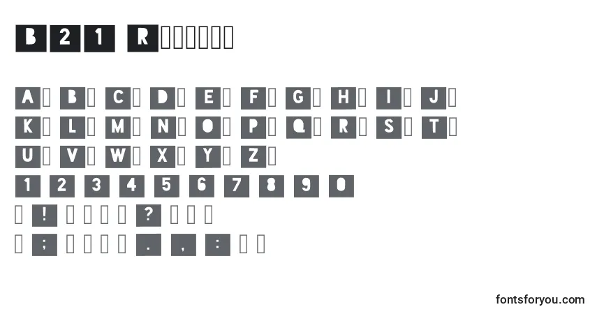 B21 Regular-fontti – aakkoset, numerot, erikoismerkit