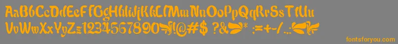 Weitere Informationen zur Babalu-Schriftart Babalu-Schriftart – Orangefarbene Schriften auf grauem Hintergrund