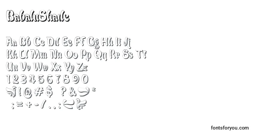 Schriftart BabaluShade (120398) – Alphabet, Zahlen, spezielle Symbole