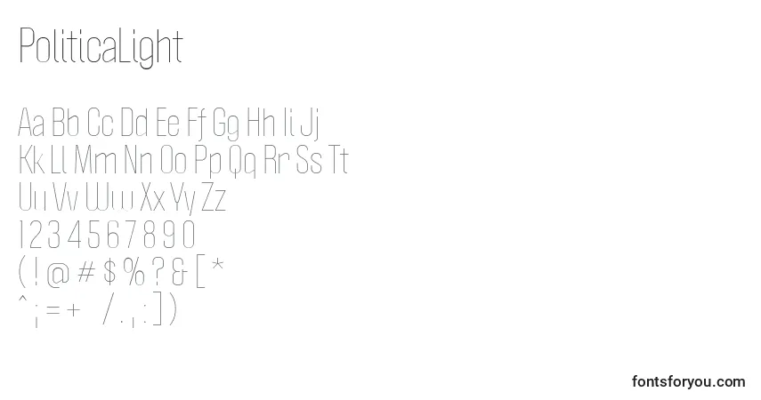 PoliticaLight Font – alphabet, numbers, special characters