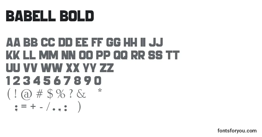 Schriftart BABELL BOLD – Alphabet, Zahlen, spezielle Symbole
