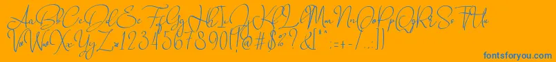 Babes  Bridal  -Schriftart – Blaue Schriften auf orangefarbenem Hintergrund