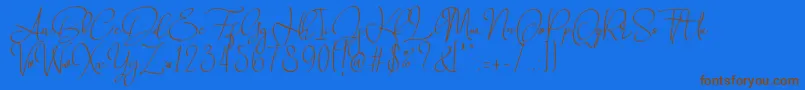 Babes  Bridal  -Schriftart – Braune Schriften auf blauem Hintergrund