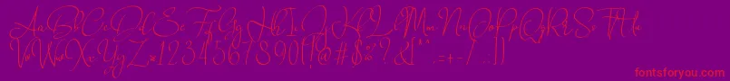 Babes  Bridal  -Schriftart – Rote Schriften auf violettem Hintergrund