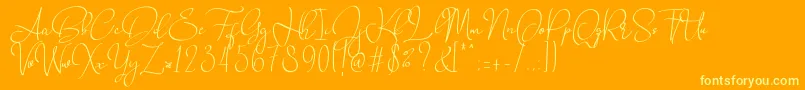 Babes  Bridal  -Schriftart – Gelbe Schriften auf orangefarbenem Hintergrund